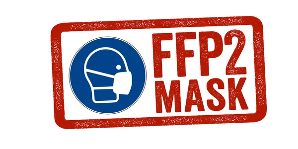 Rode Stempel Met Ffp2 Masker Ffp2 Masker Filterstuk Geïsoleerd — Stockfoto