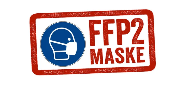 Röd Frimärke Med Tysk Översättning För Ffp2 Mask Ffp2 Maske — Stockfoto