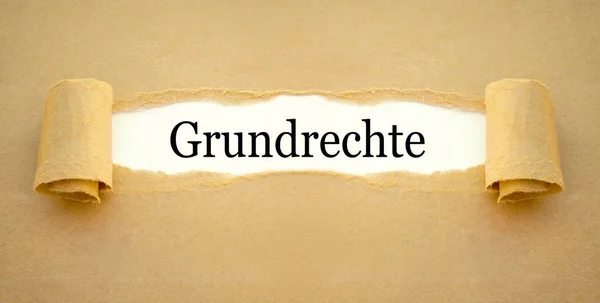 Braune Papierarbeit Mit Dem Deutschen Wort Für Grundrecht Grundrecht — Stockfoto