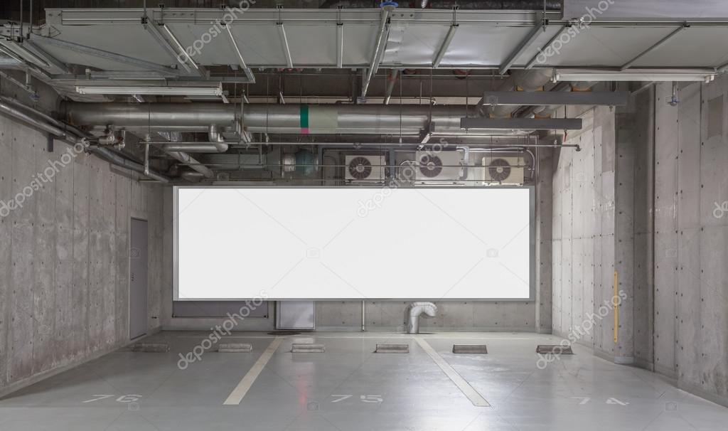 Parking garage with blank billboard