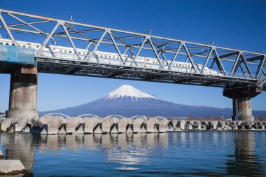 Mt Fuji ve Tokaido Shinkansen görünümü