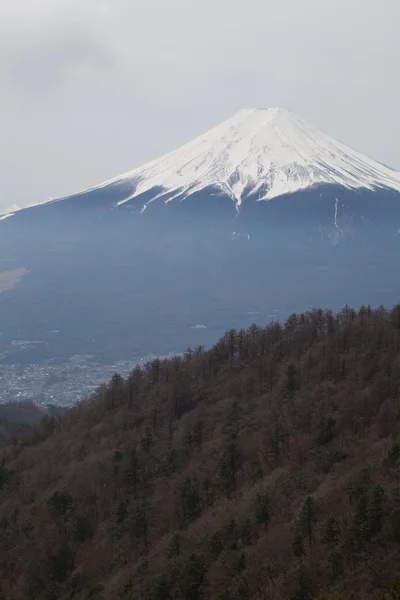 Berg fuji und fujiyoshi Stadt — Stockfoto