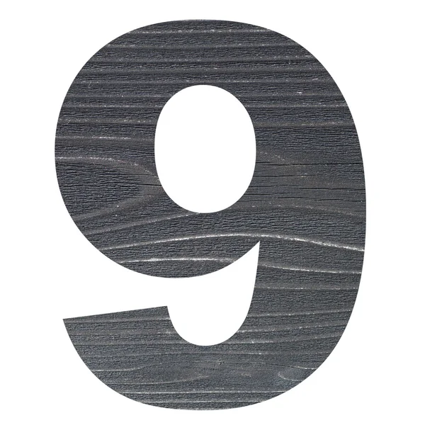 Number 9 with wooden photo background — Stock Photo, Image