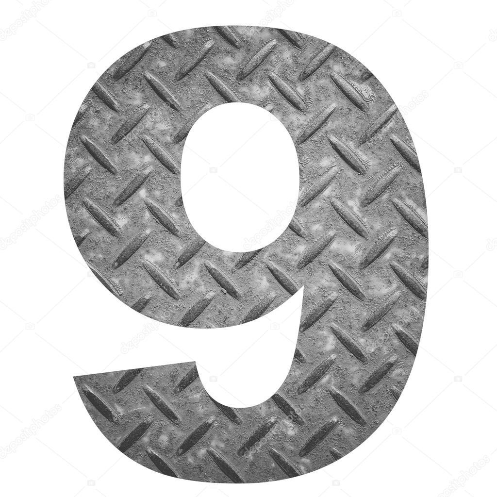 Number 9 with metal photo background