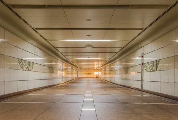 Empty underground passage at night — Stock Photo, Image