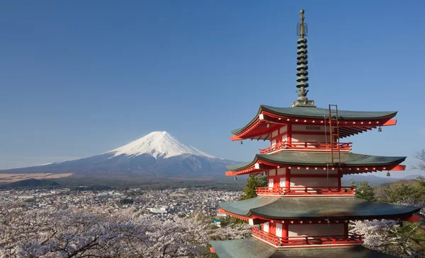 Montagna Fuji e Chureito pagoda rossa — Foto Stock