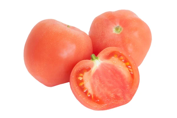 Frische Tomaten, ganze anderthalb — Stockfoto