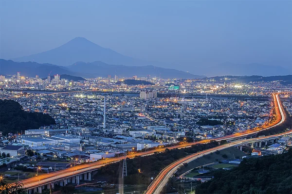 富士山在夜间 — 图库照片