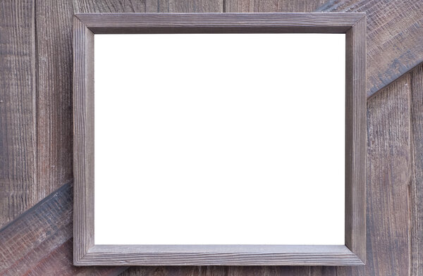 Wood photo frame on wood wall background