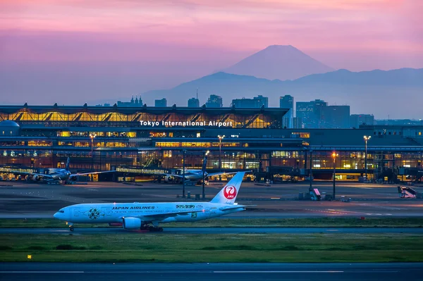Hora Fuji od Tokijské mezinárodní letiště — Stock fotografie