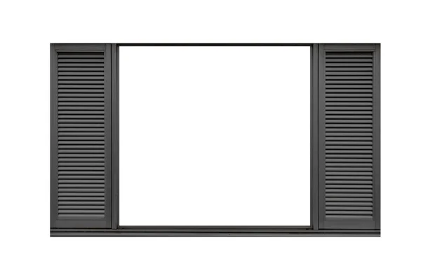 Vintage Black Metal Window Frame Isolaed White Background — Stock Photo, Image