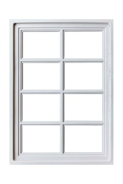 Beyaz Arkaplanda Izole Edilmiş Klasik Beyaz Tahta Pencere Çerçevesi — Stok fotoğraf