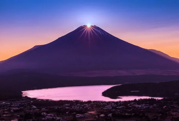 Fuji Diamond Fuji Diamant Yamanakako See Der Wintersaison Diamant Fuji — Stockfoto