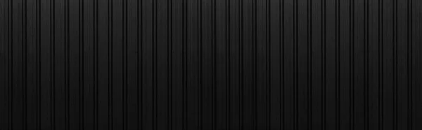 Panorama Černého Vlnitého Kovu Pozadí Povrchu Textury Nebo Pozinkované Oceli — Stock fotografie