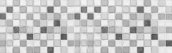 Panorama of Black gray and white mosaic floor pattern and seamless background