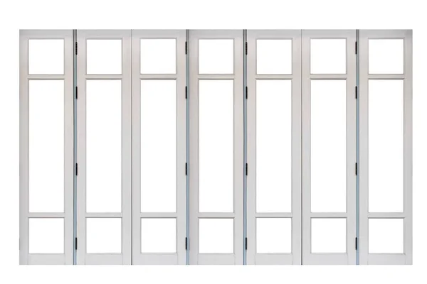 白い背景に隔離されたヴィンテージホワイトのヒンジ付き木製のドア — ストック写真