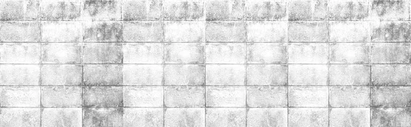 Panorama White Cement Block Fence Texture Seamless Background — Stock Photo, Image