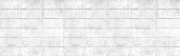 Panorama of White cement block fence texture and seamless background