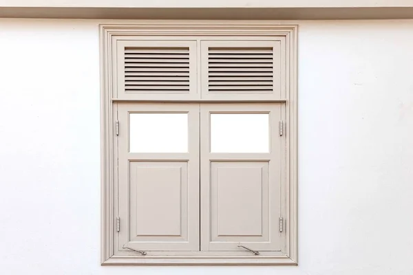 Old Wooden Window Frame Painted White Vintage Isolated White Background — Stock Photo, Image
