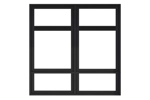白い背景に隔離された黒いスライドアルミニウム窓枠 — ストック写真