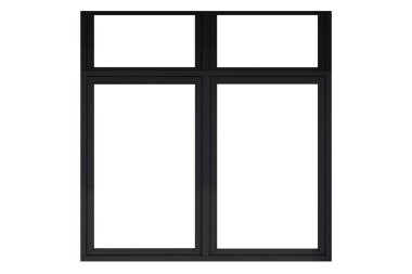 Beyaz arkaplanda izole edilmiş siyah kaydırma alüminyum pencere çerçevesi