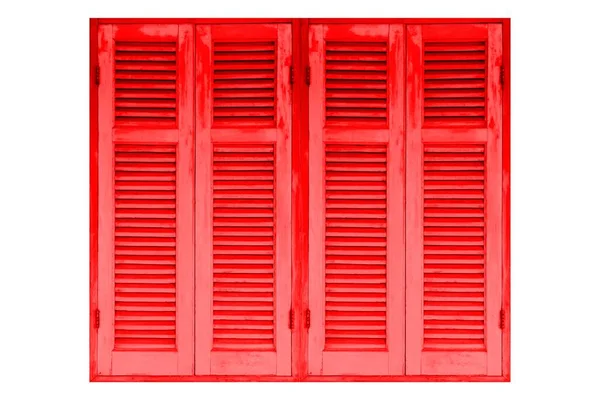 Europejskie Antyczne Czerwone Okiennice Drewniane Izolowane Białym Tle — Zdjęcie stockowe