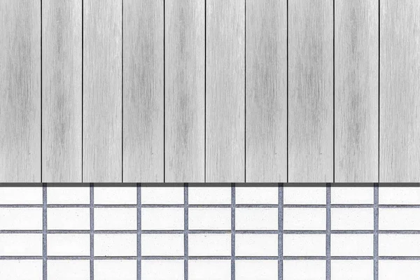 White wood slat fence and white cement block pattern and background seamless