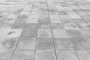 Perspektif Manzaralı Monoton Gri Tuğla Taş Köşkü Sokak Yolu Zemininde