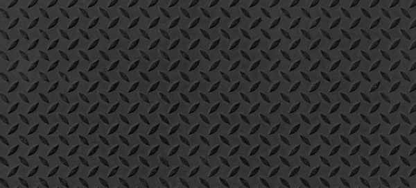 Panorama Van Black Diamond Steel Plate Floor Patroon Naadloze Achtergrond — Stockfoto