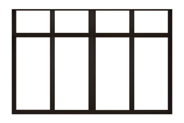 Beyaz arkaplanda izole edilmiş siyah kaydırma alüminyum pencere çerçevesi