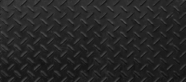 ブラックダイヤモンドスチールプレートの床パターンとシームレスな背景のパノラマ — ストック写真