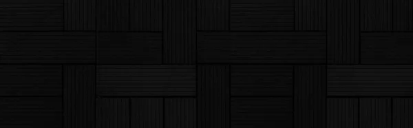 Панорама Плитки Черного Дерева Наружного Напольного Покрытия Бесшовного Фона — стоковое фото