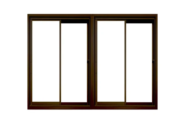 白い背景に隔離された黒い摺動木の窓枠 — ストック写真