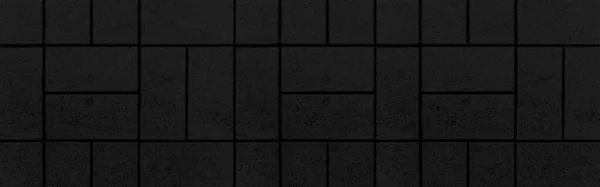 Πανόραμα Της Μαύρης Πέτρας Πλακιδίων Μοτίβο Δαπέδου Και Αδιάλειπτη Φόντο — Φωτογραφία Αρχείου