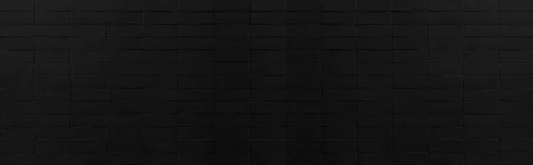 Panorama Vintage Black Stone Brick Brick Tile Wall Pattern Background — стоковое фото