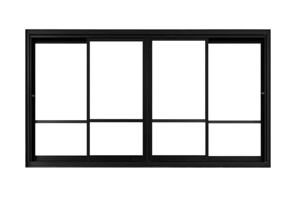 Zwarte Aluminium Schuifraam Frame Geïsoleerd Een Witte Achtergrond — Stockfoto