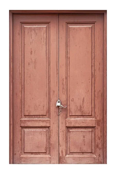 Large Teak Wood Door Frame Isolated White Background — Stock Photo, Image