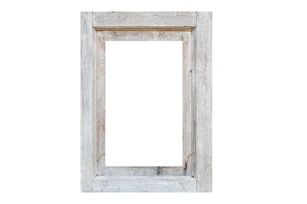 在白色背景上隔离的老式白色木制相框 — 图库照片