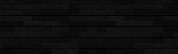 Panorama Van Vintage Zwarte Baksteen Tegel Wandpatroon Achtergrond Naadloos — Stockfoto