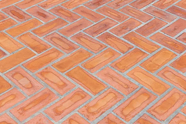 Perspektivischer Blick Eintöniges Braunes Ziegelsteinpflaster Auf Dem Boden Der Straße — Stockfoto