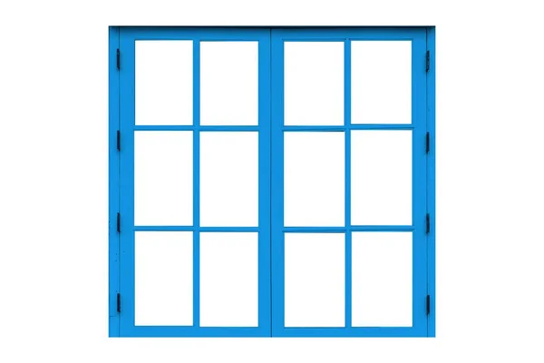 Vintage Blue Painted Wooden Window Frame Isolated White Background — Stock Photo, Image