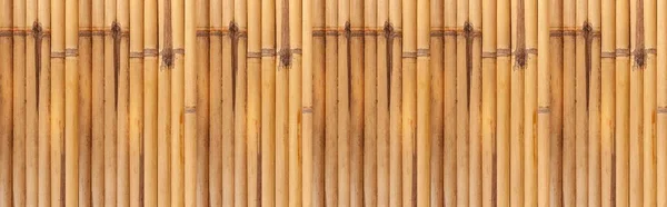 Panorama Brązowego Starego Ogrodzenia Bambus Tekstury Tła Bez Szwu — Zdjęcie stockowe