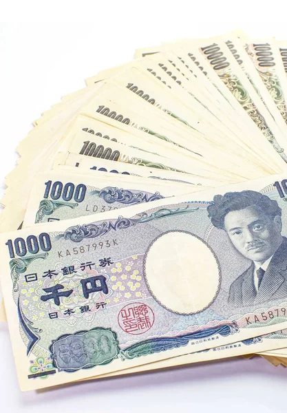 Billete Yen Banco Mil Yenes Diez Mil Yenes Aislado Sobre — Foto de Stock