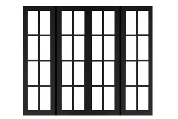 Винтажные Черные Шарнирные Деревянные Двери Изолированы Белом Фоне — стоковое фото