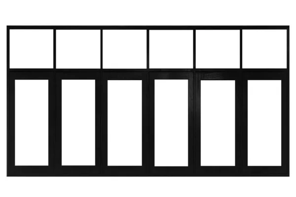 白の背景に隔離されたヴィンテージブラック塗装木製窓枠 — ストック写真