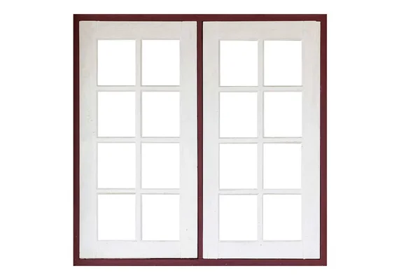 Vintage White Painted Wooden Window Frame Isolated White Background — Stock Photo, Image