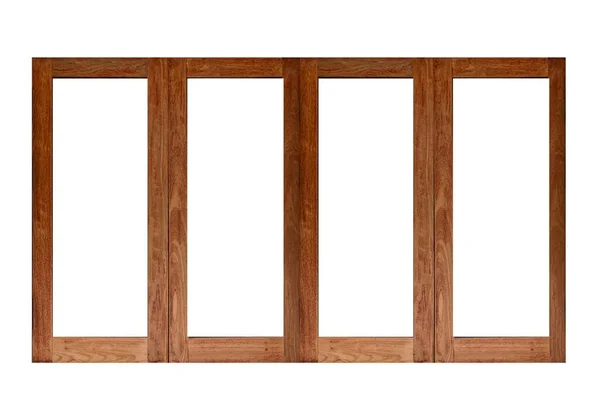 Vintage Braun Lackierten Holzfensterrahmen Isoliert Auf Weißem Hintergrund — Stockfoto