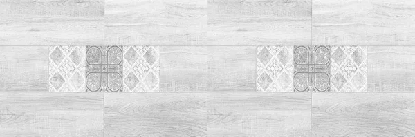 Panorama Wzorzystych Białych Płytek Ceramicznych Tekstury Podłogi Tła Bez Szwu — Zdjęcie stockowe