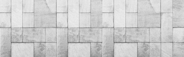 Panorama Bílého Cementového Dlaždice Podlahy Mimo Stavební Vzor Bezproblémové Pozadí — Stock fotografie