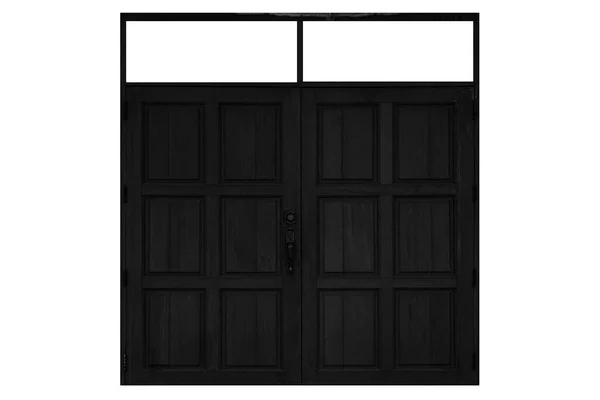Vintage Large Black Wooden Door Frame Isolated White Background — Stock Photo, Image